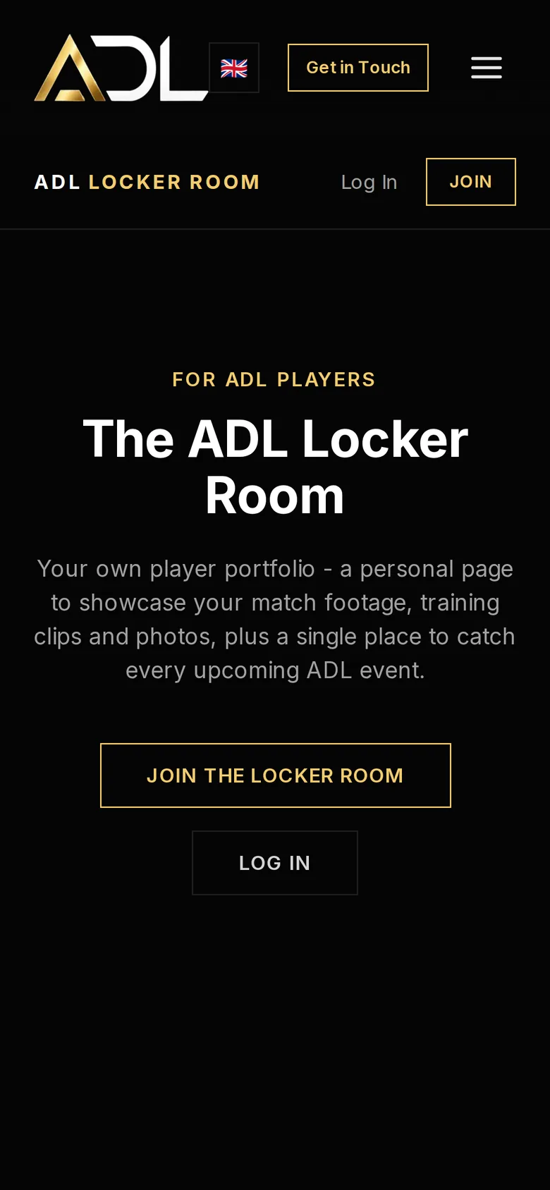 The ADL Locker Room landing page on a phone