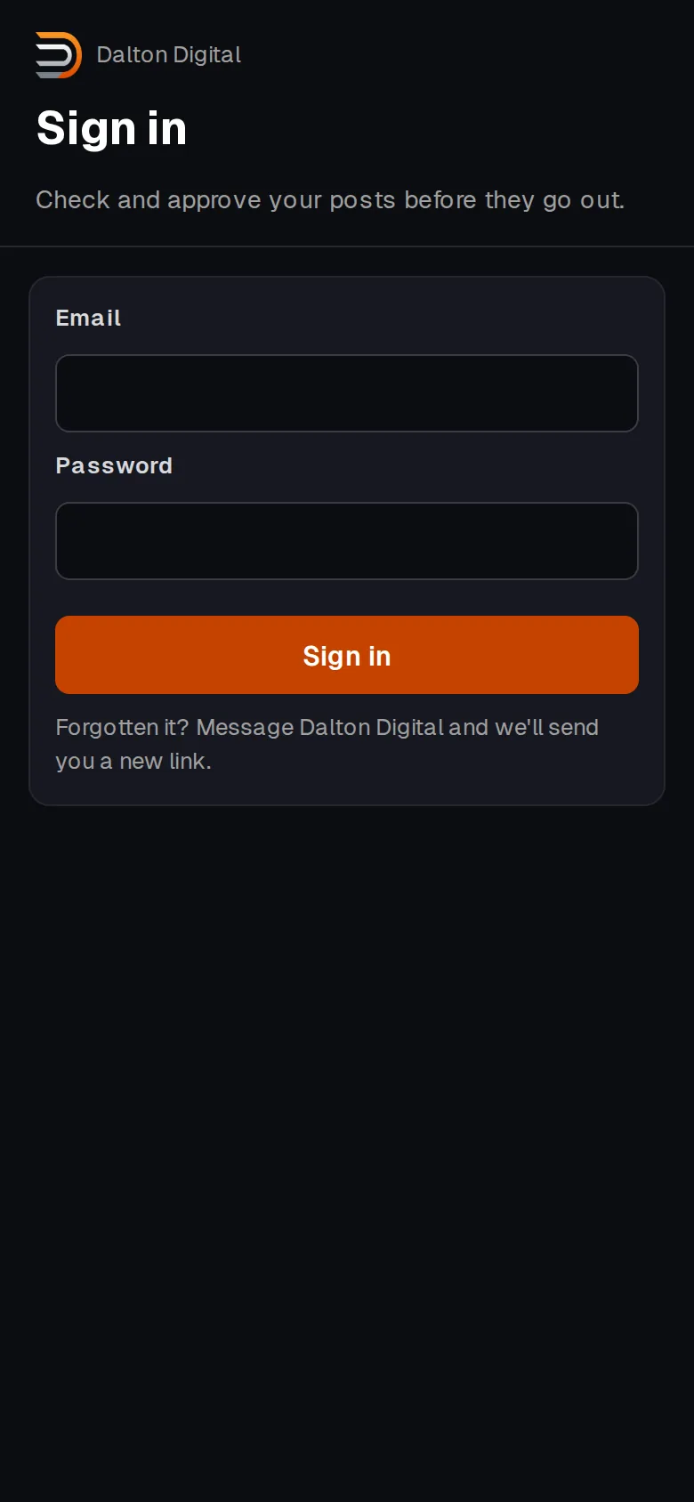 The portal sign-in screen