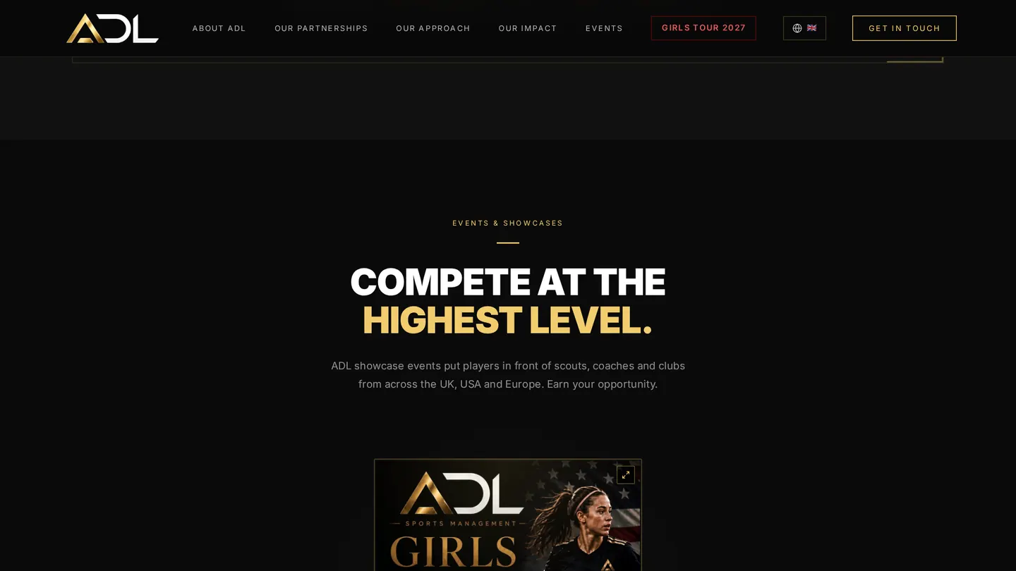 ADL Sports Management: Showcase events, with the girls’ programme given its own billing