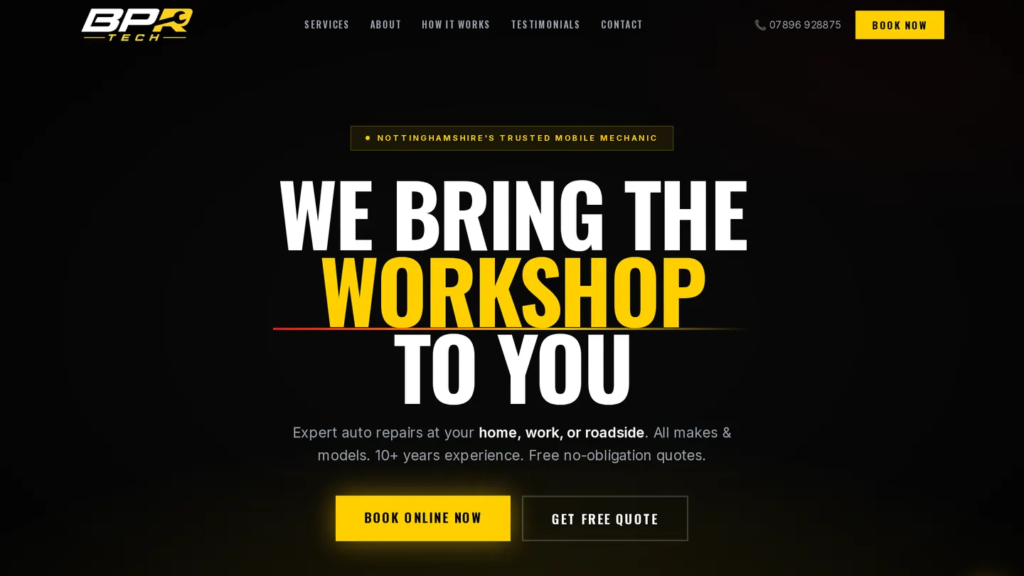 The BPR Tech homepage, designed and built by Dalton Digital