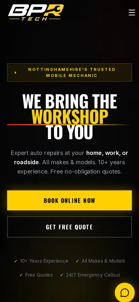 The BPR Tech website on a phone