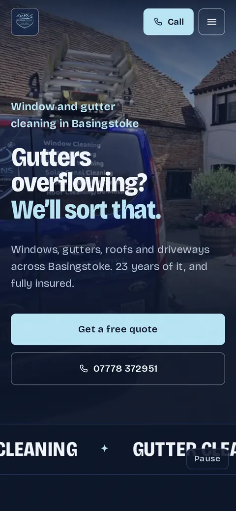 The LC Exterior Cleans website on a phone