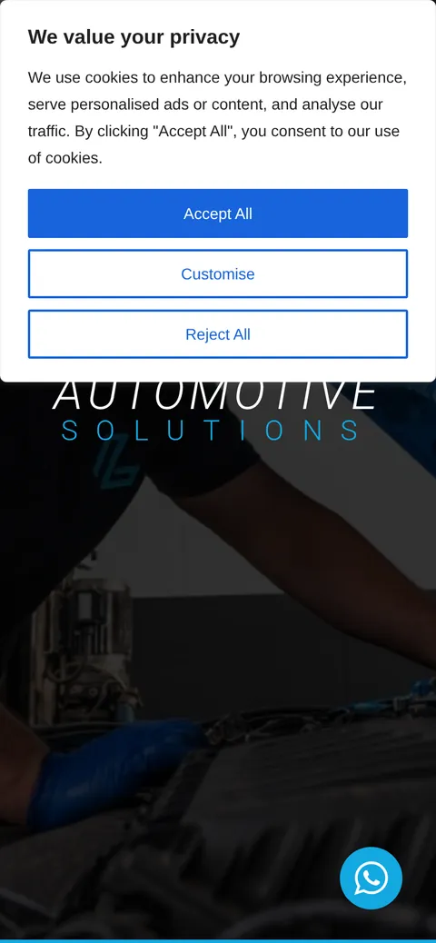 The Logic Automotive Solutions website on a phone