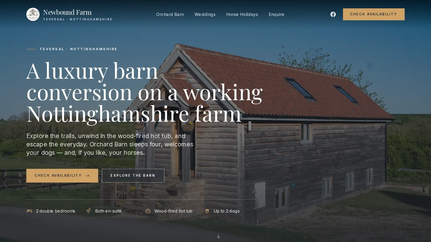 The Newbound Farm homepage, designed and built by Dalton Digital