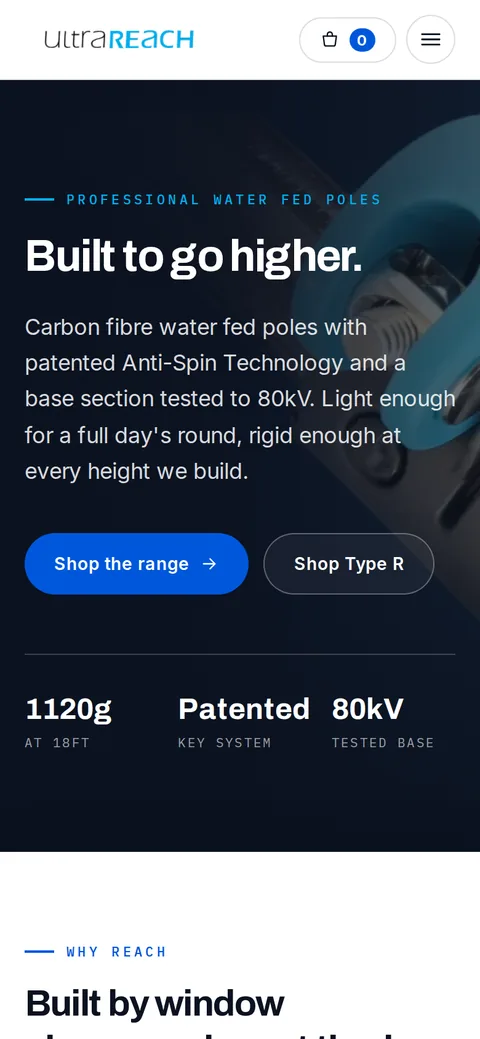 The UltraReach website on a phone